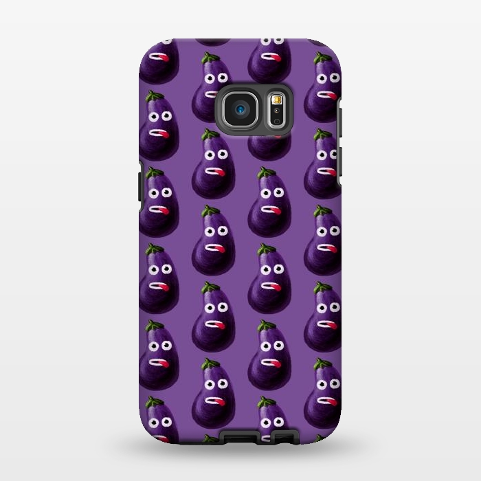 Galaxy S7 EDGE StrongFit Purple Funny Cartoon Eggplant Pattern by Boriana Giormova