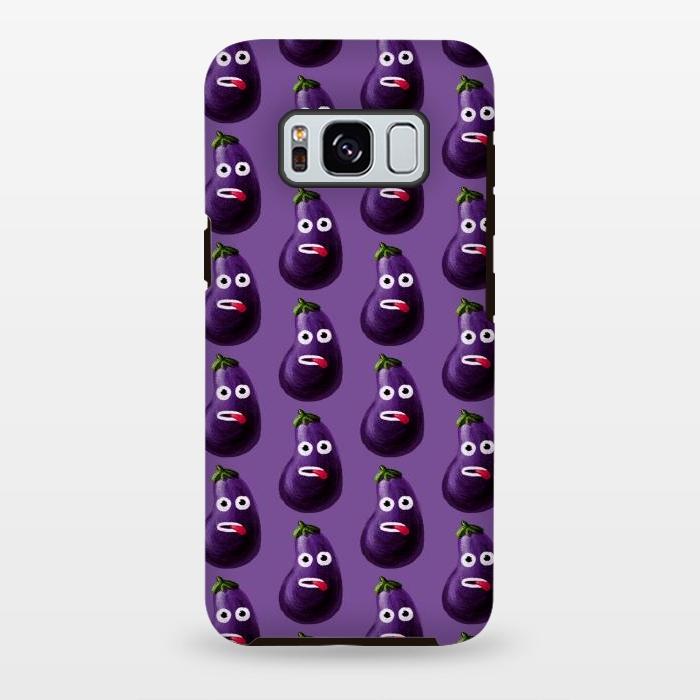 Galaxy S8 plus StrongFit Purple Funny Cartoon Eggplant Pattern by Boriana Giormova
