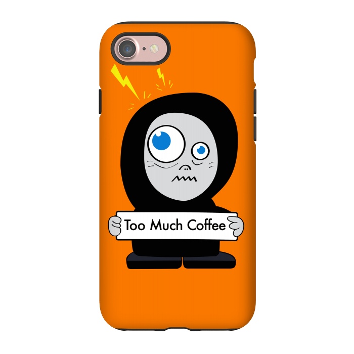 iPhone 7 StrongFit Funny Cartoon Character Too Much Coffee by Boriana Giormova