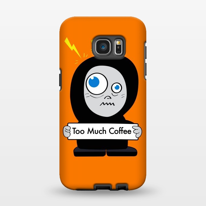 Galaxy S7 EDGE StrongFit Funny Cartoon Character Too Much Coffee by Boriana Giormova