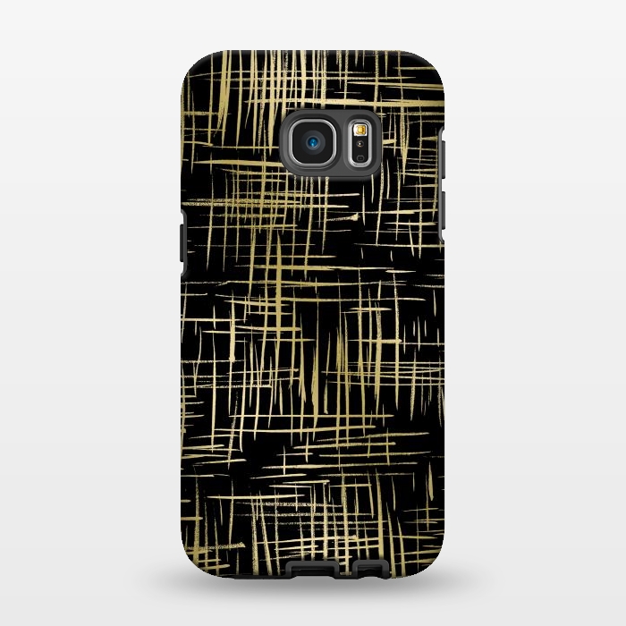 Galaxy S7 EDGE StrongFit Crosshatch Black by Caitlin Workman