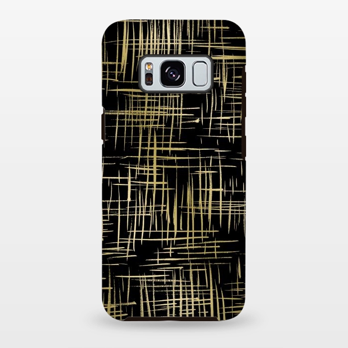 Galaxy S8 plus StrongFit Crosshatch Black by Caitlin Workman