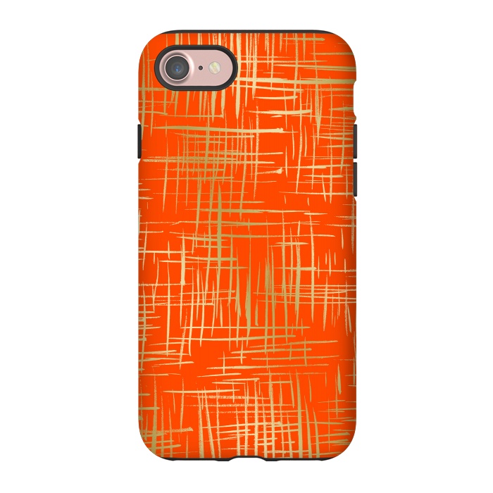 iPhone 7 StrongFit Crosshatch Red by Caitlin Workman