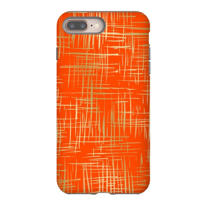 iPhone 7 plus StrongFit Crosshatch Red by Caitlin Workman