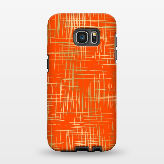 Galaxy S7 EDGE StrongFit Crosshatch Red by Caitlin Workman