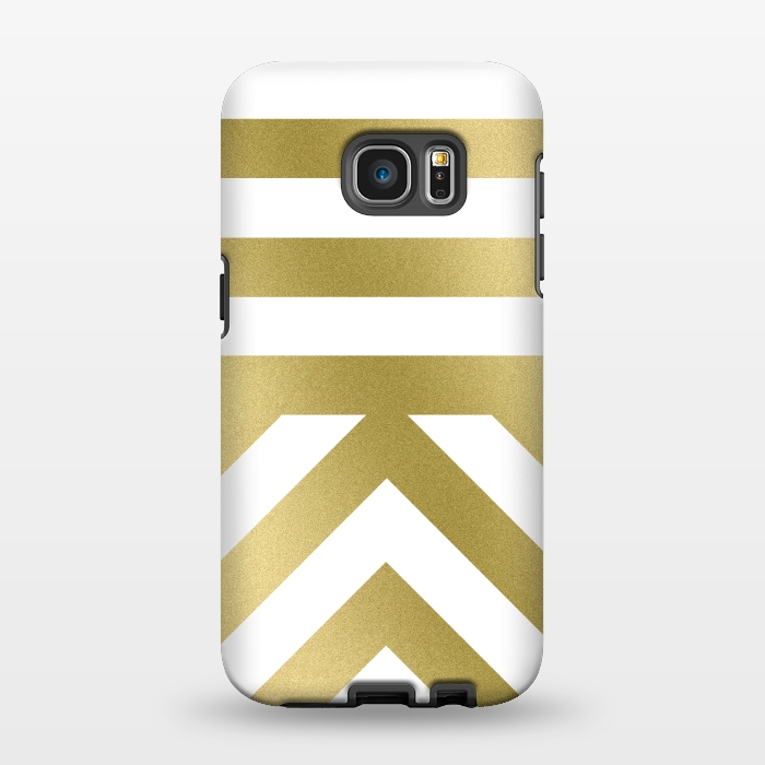 Galaxy S7 EDGE StrongFit Gold Chevron Stripes by Caitlin Workman