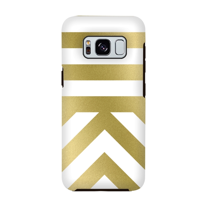 Galaxy S8 StrongFit Gold Chevron Stripes by Caitlin Workman