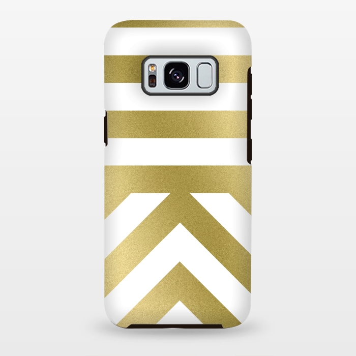 Galaxy S8 plus StrongFit Gold Chevron Stripes by Caitlin Workman