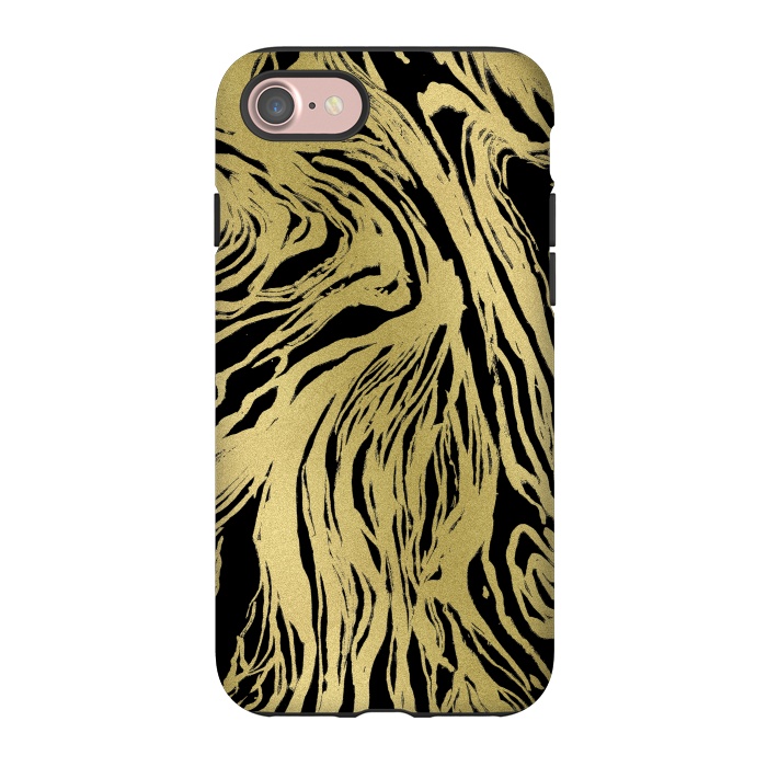 iPhone 7 StrongFit Black and Gold Marble by Caitlin Workman