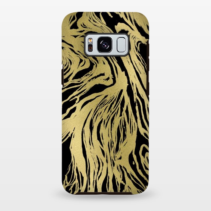 Galaxy S8 plus StrongFit Black and Gold Marble by Caitlin Workman