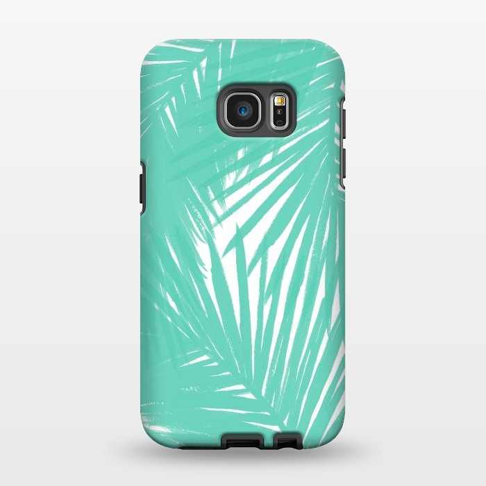 Galaxy S7 EDGE StrongFit Palms Teal by Caitlin Workman