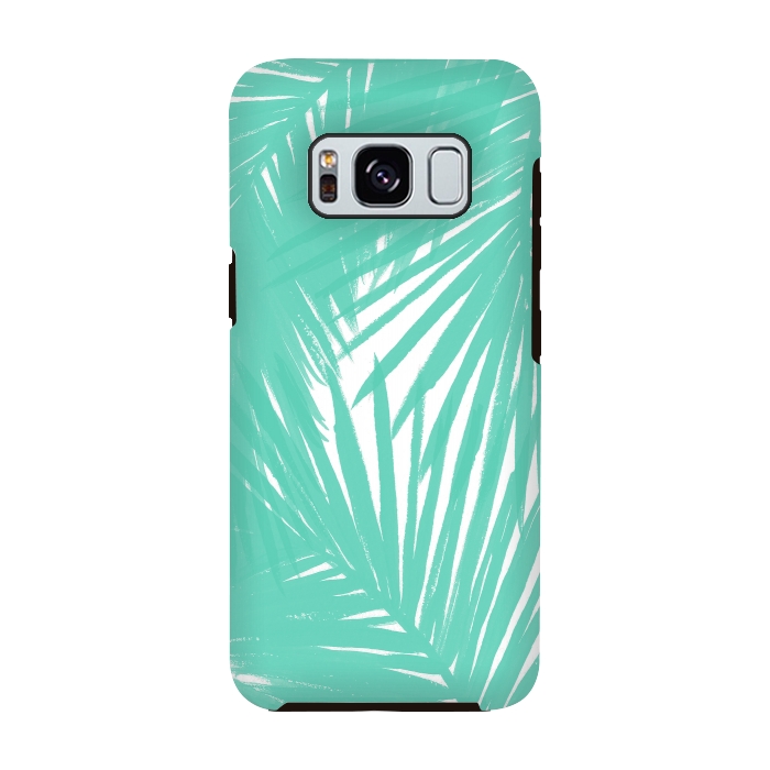 Galaxy S8 StrongFit Palms Teal by Caitlin Workman