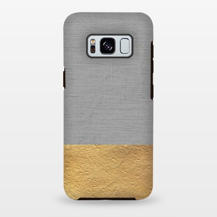 Galaxy S8 plus StrongFit Color Blocked Gold and Grey by Caitlin Workman