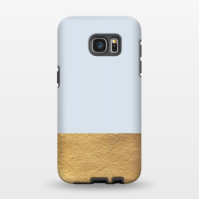 Galaxy S7 EDGE StrongFit Color Block Light Blue and Gold by Caitlin Workman