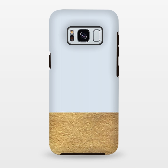 Galaxy S8 plus StrongFit Color Block Light Blue and Gold by Caitlin Workman