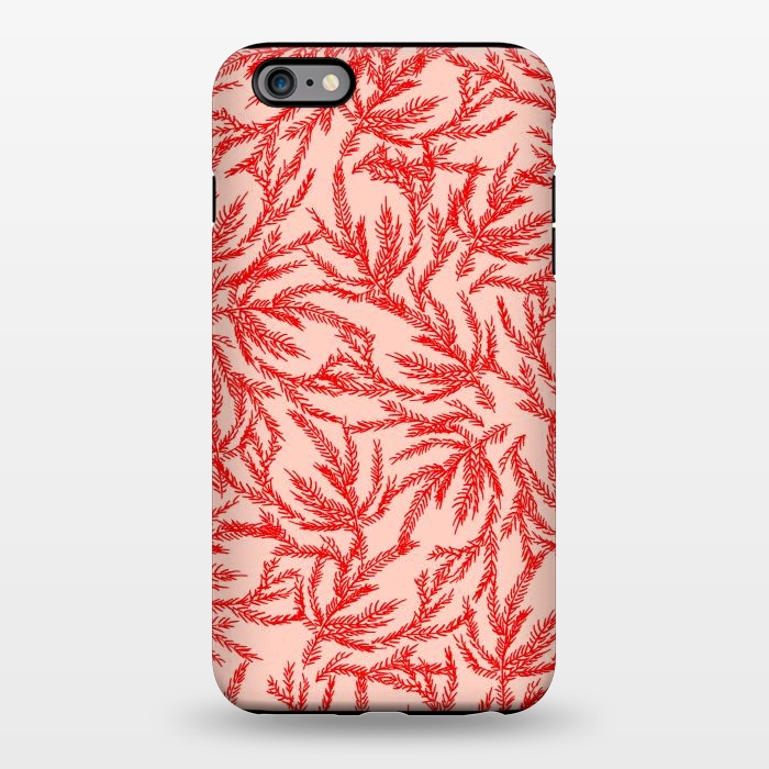 iPhone 6/6s plus StrongFit Red and Pink Coral Ferns by Caitlin Workman