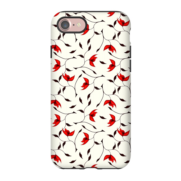 iPhone 7 StrongFit Beautiful Strange Red Flowers Pattern by Boriana Giormova