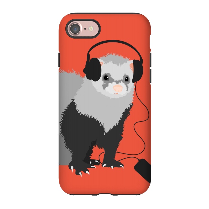 iPhone 7 StrongFit Funny Music Lover Ferret by Boriana Giormova