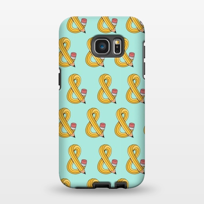 Galaxy S7 EDGE StrongFit Ampersand Pencil Pattern Green by Coffee Man