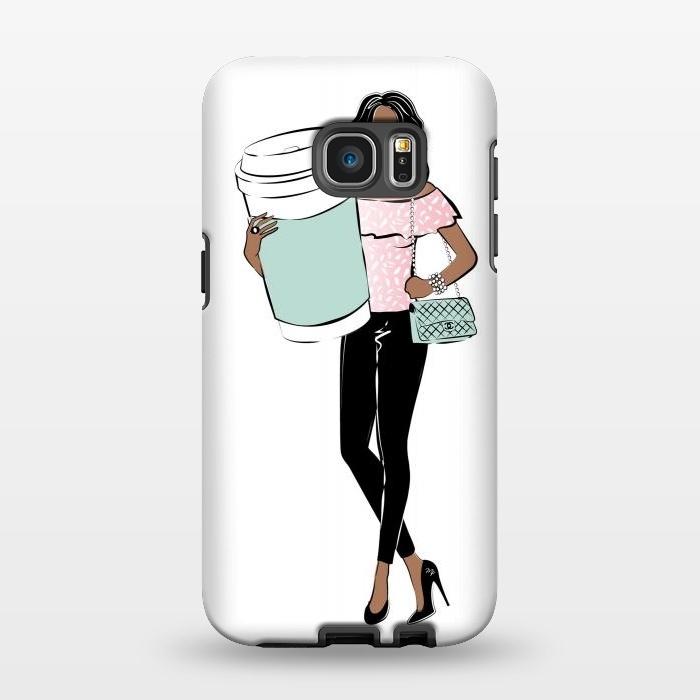 Galaxy S7 EDGE StrongFit Girl with a big coffee cup by Martina