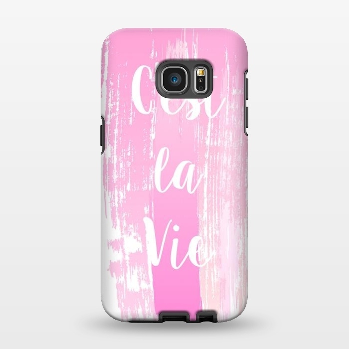 Galaxy S7 EDGE StrongFit C'est la vie pink watercolour by Martina