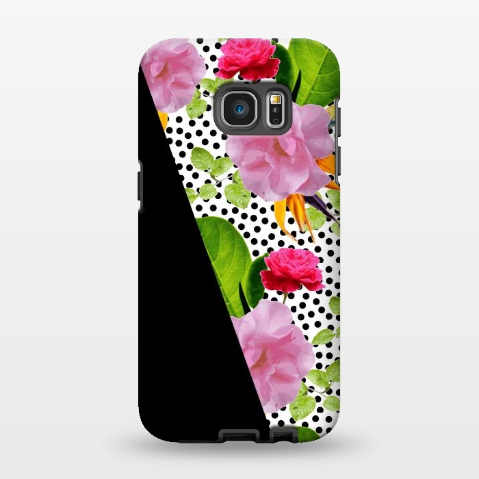 Galaxy S7 EDGE StrongFit Dark Floral Polka by Zala Farah