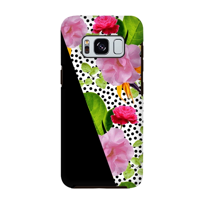 Galaxy S8 StrongFit Dark Floral Polka by Zala Farah