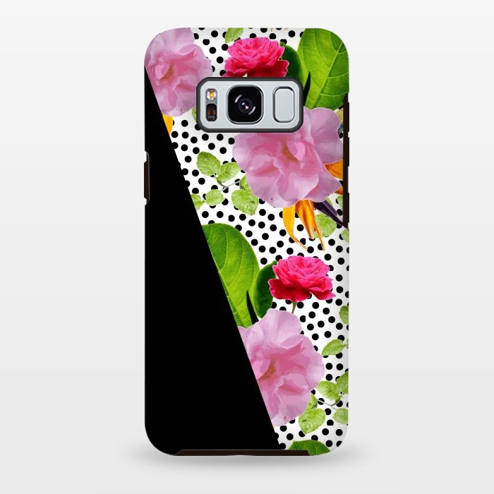 Galaxy S8 plus StrongFit Dark Floral Polka by Zala Farah