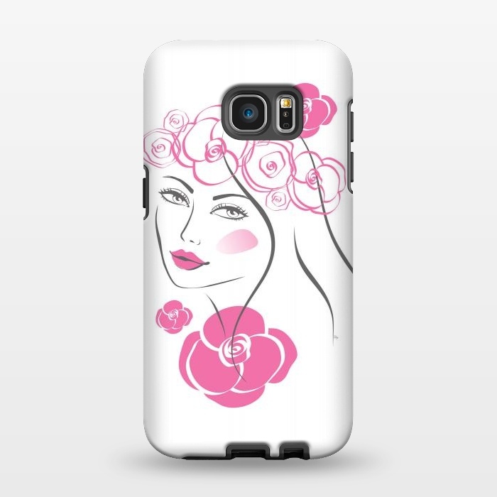 Galaxy S7 EDGE StrongFit Pink Rose Lady by Martina