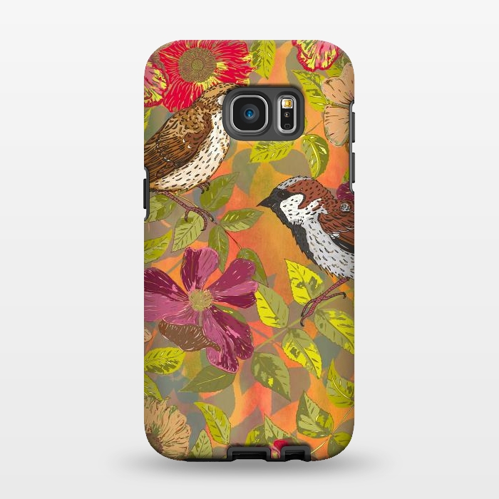 Galaxy S7 EDGE StrongFit Sparrow and Wild Rose by Lotti Brown
