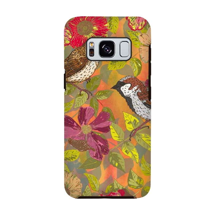 Galaxy S8 StrongFit Sparrow and Wild Rose by Lotti Brown