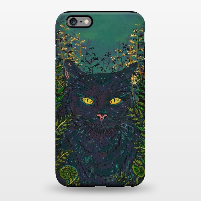 iPhone 6/6s plus StrongFit Black Cat in Ferns by Lotti Brown