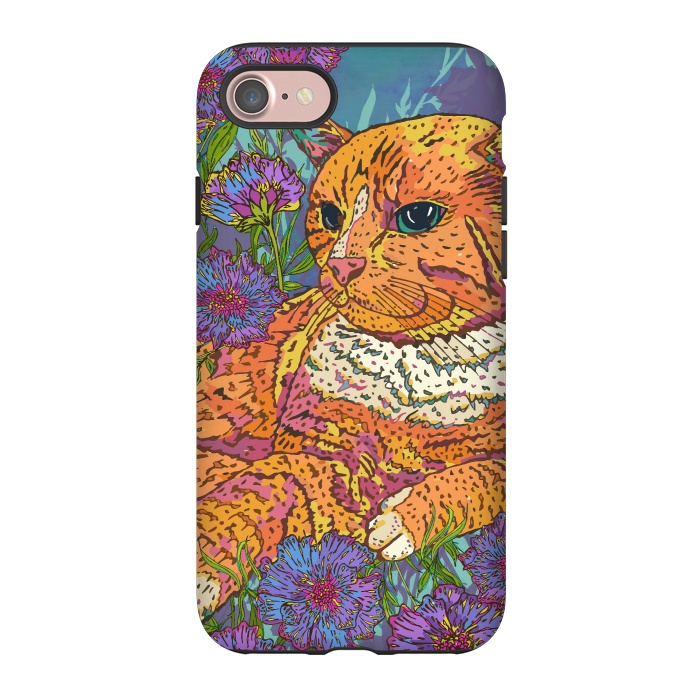iPhone 7 StrongFit Ginger Cat in Flowers by Lotti Brown