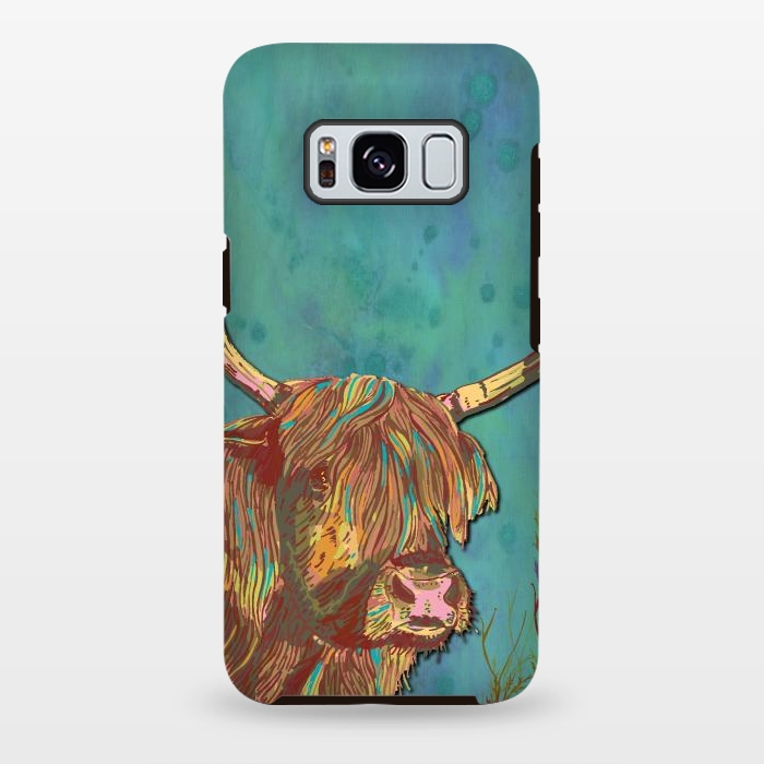 Galaxy S8 plus StrongFit Highland Cow by Lotti Brown