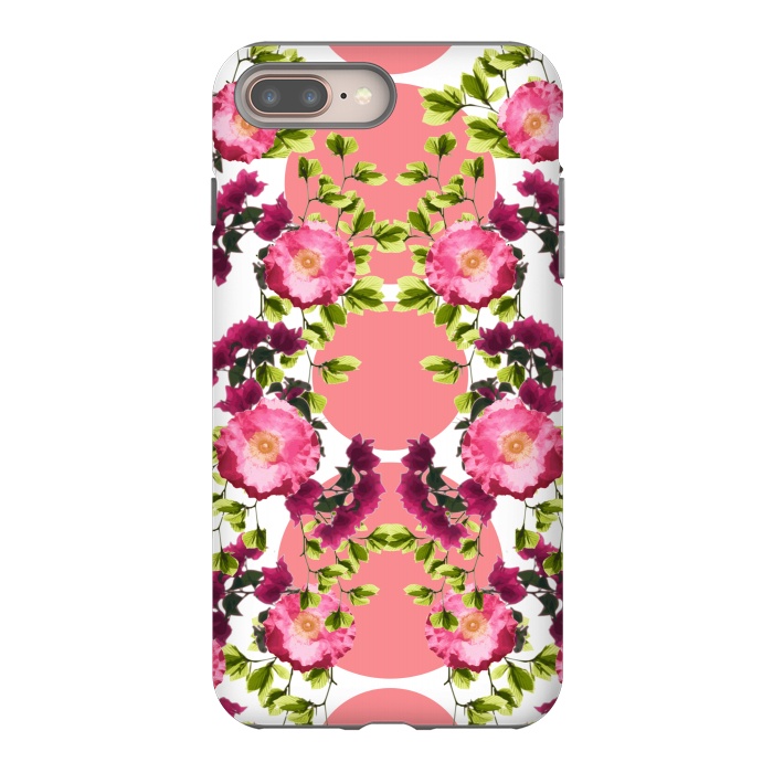 iPhone 7 plus StrongFit Symmetrical Pink Floral Print by Zala Farah