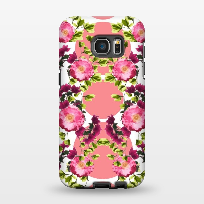 Galaxy S7 EDGE StrongFit Symmetrical Pink Floral Print by Zala Farah