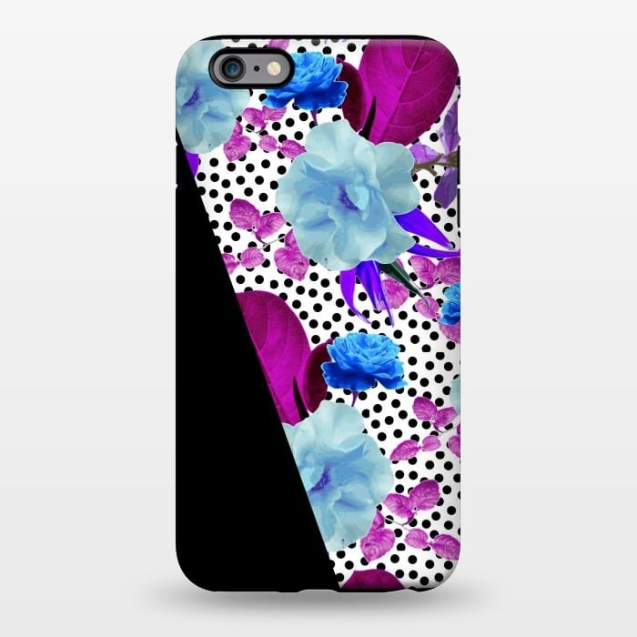iPhone 6/6s plus StrongFit Dark Polka Florals (Blue-Purple) by Zala Farah