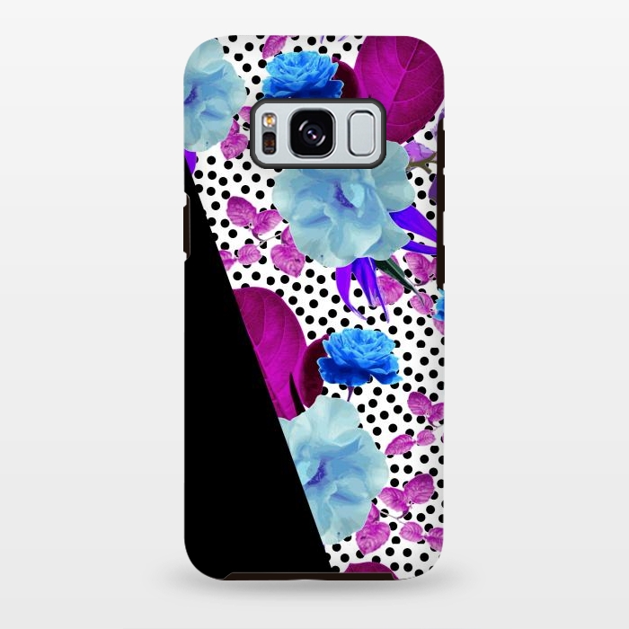 Galaxy S8 plus StrongFit Dark Polka Florals (Blue-Purple) by Zala Farah