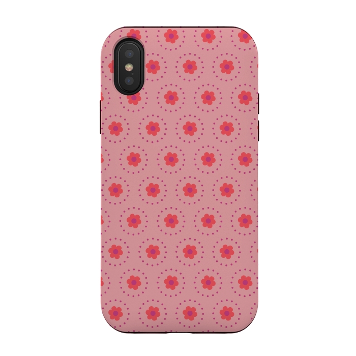 iPhone Xs / X StrongFit Pink Circular Floral by Rosie Simons