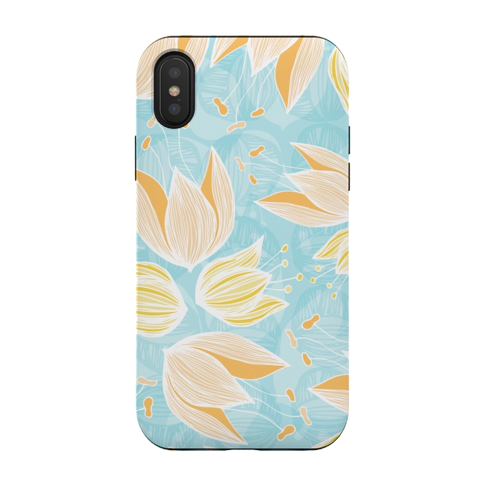 iPhone Xs / X StrongFit Blumen Blue by Anchobee