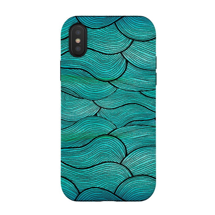 iPhone Xs / X StrongFit Sea Waves Pattern by Pom Graphic Design