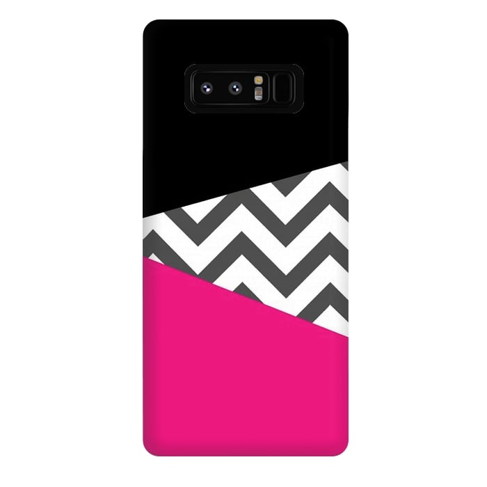 Galaxy Note 8 StrongFit Color Blocked Chevron Black Pink  by Josie Steinfort 