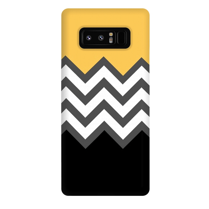 Galaxy Note 8 StrongFit Color Blocked Chevron Black Yellow by Josie Steinfort 