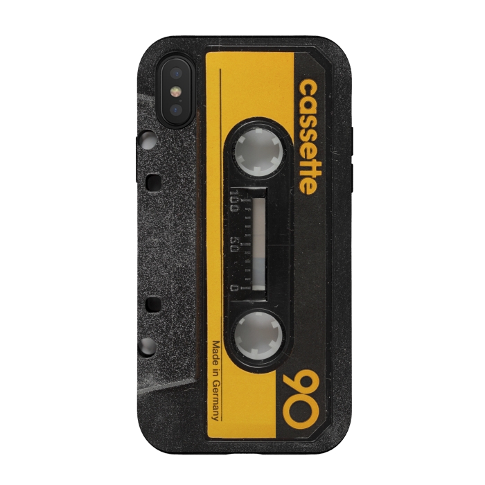 iPhone Xs / X StrongFit CASSETTE YELLOW by Diego Tirigall