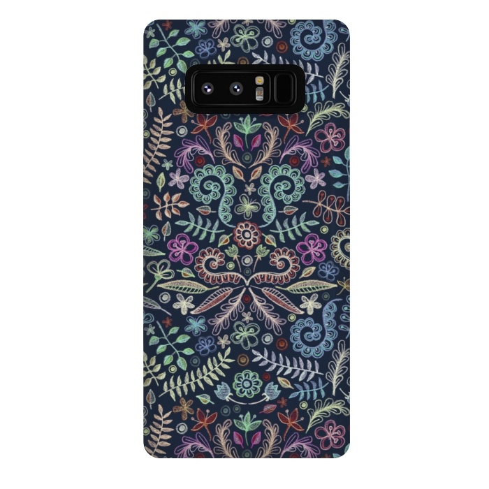 Galaxy Note 8 StrongFit Colored Chalk Floral Doodle Pattern by Micklyn Le Feuvre