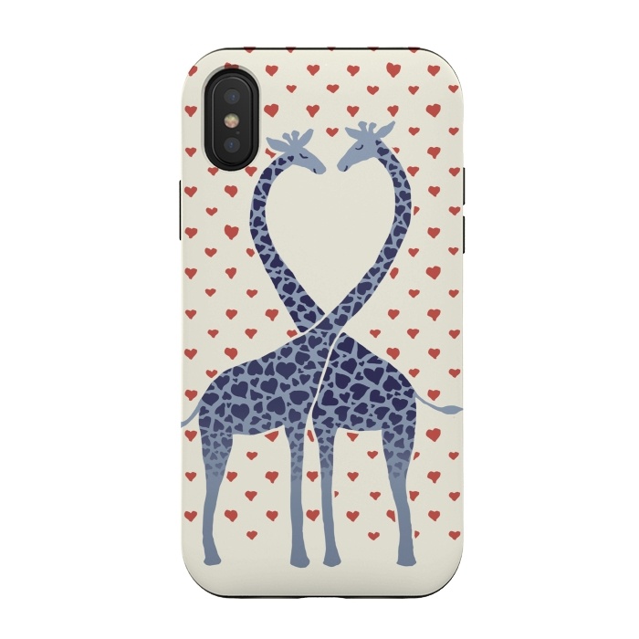 iPhone Xs / X StrongFit Giraffes in Love a Valentine's Day illustration by Micklyn Le Feuvre