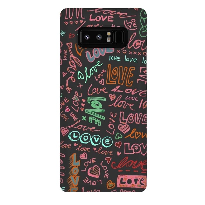 Galaxy Note 8 StrongFit Love Love Love ballpoint doodles by Micklyn Le Feuvre
