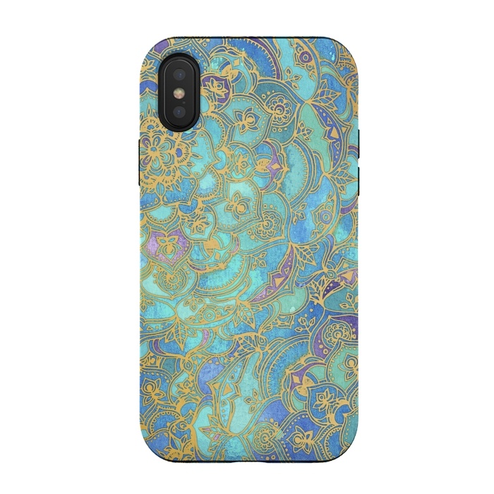 iPhone Xs / X StrongFit Sapphire and Jade Stained Glass Mandalas by Micklyn Le Feuvre