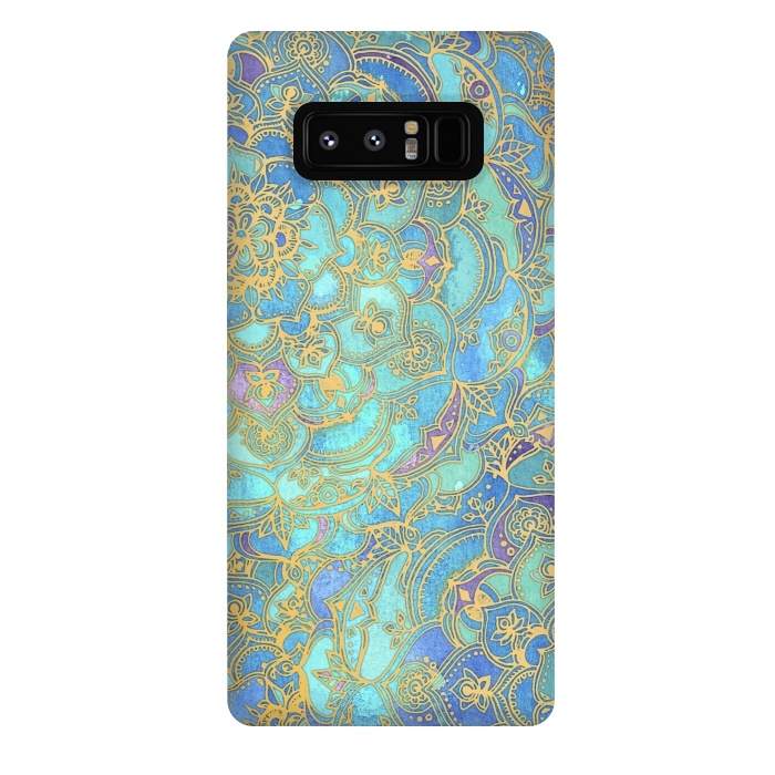 Galaxy Note 8 StrongFit Sapphire and Jade Stained Glass Mandalas by Micklyn Le Feuvre