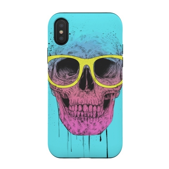 iPhone Xs / X StrongFit Pop Art Skull With Glasses by Balazs Solti